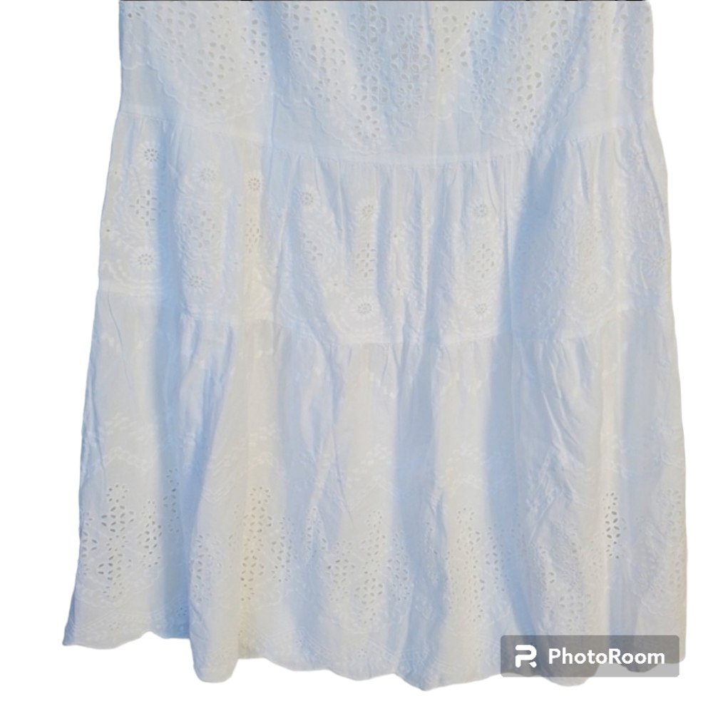 Sundance Boho Eyelet Skirt Embroidered Tiered Size L - Like NEW 'Bastilla' - Picture 12 of 16
